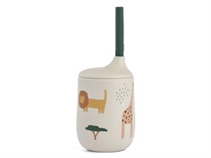 Liewood safari sandy mix silicone kids' cup with straw Ellis